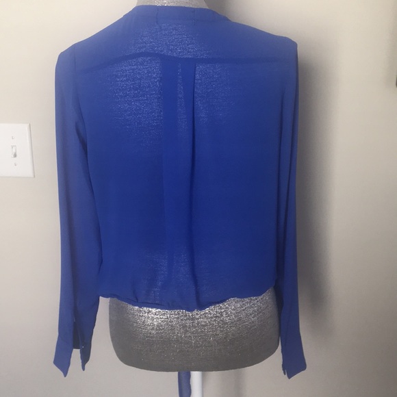 2 Fab’rik Tops with Waist Tie. Blue/Brnt Orange - Picture 2 of 4